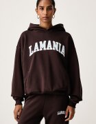 La Mania суичър с качулка дамски с памук LOS кафяв LOS