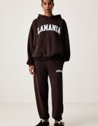 La Mania суичър с качулка дамски с памук LOS кафяв LOS