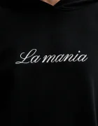 La Mania Суичър в черно с качулка с апликация ROCKY