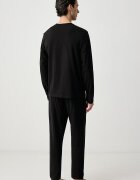 Lacoste пижама от две части мъжка от памук с еластан черна 4H0924