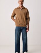 Lacoste пуловер с ниско поло мъжки от памук кафяв SH1927