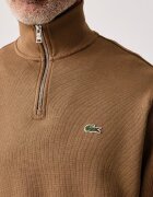 Lacoste пуловер с ниско поло мъжки от памук кафяв SH1927