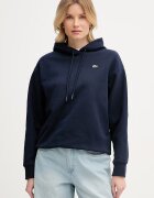 Lacoste суичър с качулка дамски от памук тъмносин SF7612