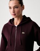 Lacoste суичър с цип и качулка дамски с памук черен SF5272
