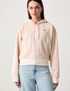 Lacoste суичър с цип и качулка дамски с памук розов SF7606