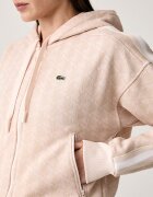 Lacoste суичър с цип и качулка дамски с памук розов SF7606
