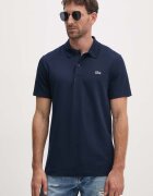 Lacoste тениска с яка мъжка с памук тъмносиня DH5522