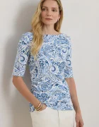 Lauren Ralph Lauren блуза с дълги ръкави дамска от памук синя 200P09110