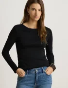 Lauren Ralph Lauren блуза с дълги ръкави дамска с памук черна 200680399