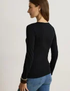 Lauren Ralph Lauren блуза с дълги ръкави дамска с памук черна 200680399