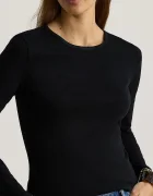 Lauren Ralph Lauren блуза с дълги ръкави дамска с памук черна 200680399
