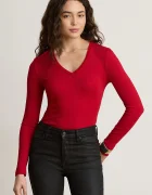 Lauren Ralph Lauren блуза с дълги ръкави дамска с памук червена 200B27402