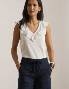 Lauren Ralph Lauren блуза с волани дамски от памук бяла 200P13315