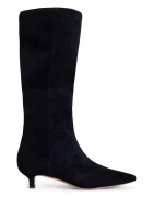 Lauren Ralph Lauren ботуши под коляното дамски от велур Frncsa Tl Hl тъмносини 802P15726004