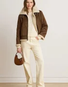 Lauren Ralph Lauren късо дамско яке от имитация на велур кафяво 297P04122