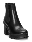 Lauren Ralph Lauren Кожени боти челси Cailie в черно с дебел ток 802937825001