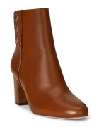 Lauren Ralph Lauren Кожени боти Kenndi Bt Hl в кафяво с дебел ток 802980064001