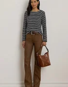 Lauren Ralph Lauren Памучна блуза с дълги ръкави дамска в тъмносиньо 200980155