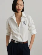 Lauren Ralph Lauren Памучна риза дамска в бяло със свободна кройка с класическа яка 200932538
