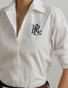 Lauren Ralph Lauren Памучна риза дамска в бяло със свободна кройка с класическа яка 200932538