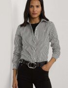 Lauren Ralph Lauren Памучна риза дамска в черно със свободна кройка с класическа яка 200859048