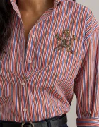 Lauren Ralph Lauren Памучна риза дамска в оранжево със стандартна кройка с класическа яка 200P03512