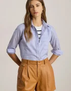 Lauren Ralph Lauren Памучна риза дамска в синьо със стандартна кройка с класическа яка 200940254