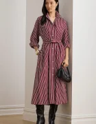Lauren Ralph Lauren Памучна рокля в бордо среднодълга разкроена 200P03516