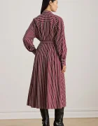Lauren Ralph Lauren Памучна рокля в бордо среднодълга разкроена 200P03516