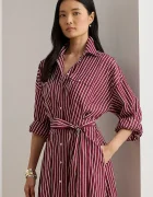 Lauren Ralph Lauren Памучна рокля в бордо среднодълга разкроена 200P03516