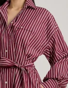 Lauren Ralph Lauren Памучна рокля в бордо среднодълга разкроена 200P03516