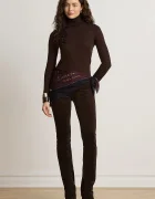 Lauren Ralph Lauren панталон дамски от джинс кафяв с висока талия 200B27754