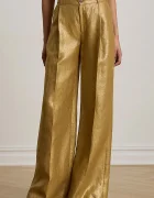 Lauren Ralph Lauren панталон дамски златен с висока талия 200B24599