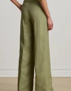 Lauren Ralph Lauren панталон palazzo дамски с лен зелен с висока талия 200P13458