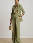 Lauren Ralph Lauren панталон palazzo дамски с лен зелен с висока талия 200P13458