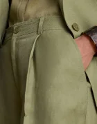 Lauren Ralph Lauren панталон palazzo дамски с лен зелен с висока талия 200P13458