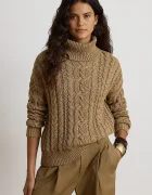 Lauren Ralph Lauren пуловер дамски от памук кафяв 200B27835