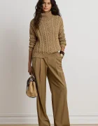Lauren Ralph Lauren пуловер дамски от памук кафяв 200B27835