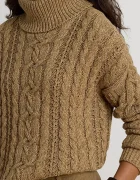 Lauren Ralph Lauren пуловер дамски от памук кафяв 200B27835
