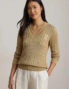 Lauren Ralph Lauren пуловер дамски с памук бежов 200888795