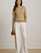Lauren Ralph Lauren пуловер дамски с памук бежов 200888795