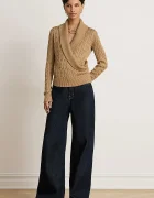 Lauren Ralph Lauren пуловер дамски с памук кафяв 200P14042