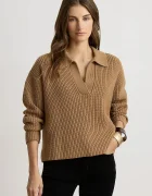 Lauren Ralph Lauren пуловер дамски с вълна кафяв 200979676