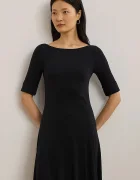 Lauren Ralph Lauren разкроена рокля с памук черна 200973599