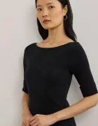 Lauren Ralph Lauren разкроена рокля с памук черна 200973599