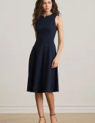 Lauren Ralph Lauren разкроена рокля с вискоза тъмносиня 200980935