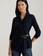 Lauren Ralph Lauren Риза дамска в тъмносиньо със стандартна кройка с класическа яка 200P03577