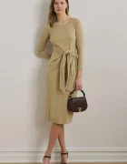 Lauren Ralph Lauren рокля по тялото с памук бежова 200973598