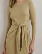 Lauren Ralph Lauren рокля по тялото с памук бежова 200973598
