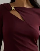 Lauren Ralph Lauren Рокля в бордо дълга с кройка по тялото 253P03589